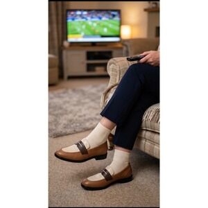 NWT ECCO Classic 15 Dressy Leather Cream Brown Slip On‎ Comfort Penny Loafers 10